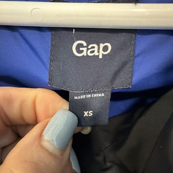 Gap Women Down Hooded Puffer Jacket Mid-Length Black XS - Picture 2 of 7